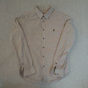 All Saints Shirt Mens Medium Grey Check Plaid Spitalfields Jacks Place Button Up